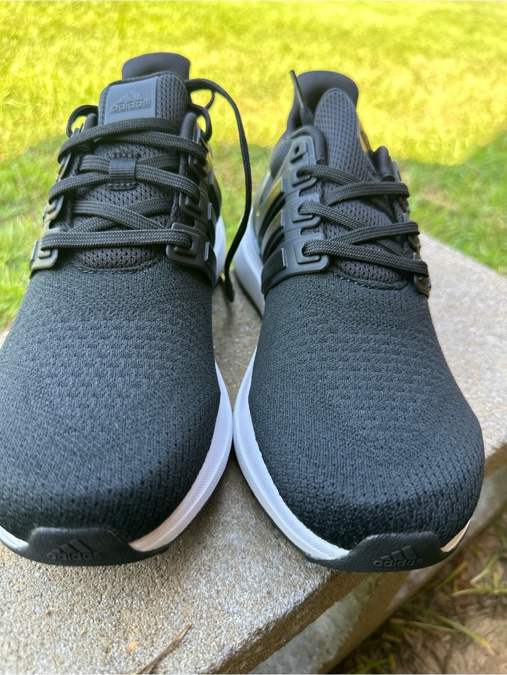 adidas Men's Black Athletic Sneakers with White Sole
